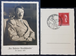 GERMANY THIRD 3rd REICH ORIGINAL NAZI POSTCARD HITLER - THE LIBERATOR HOFFMANN STUDIO - Oorlog 1939-45