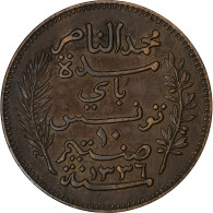 Tunisie, Muhammad Al-Nasir Bey, 10 Centimes, 1917, Paris, Bronze, TTB, KM:236 - Tunesië