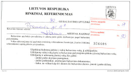 Stationery Election Mail Cover - Lietuvos Respublika Rinkimai, Referendumas - 15 October 1996 Kaunas - Litauen