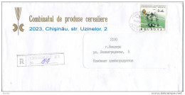 Commercial Single Stamp Registered Cover 1997 - Mi 134 Football Soccer - Chisinau-23 To PMR Bender Tighina - Moldova