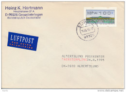 ATM Klüssendorf Solo Cover - 16 June 1995 Stadt Ulm To Denmark - Franking Machines (EMA)