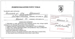 Stationery Election Mail Cover - Išorinis Balsavimo Paštu Vokas - 17 December 1997 Kaunas - Lithuania