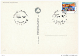 Postcard Single Use FDC - Mi 323 Europa CEPT Children's Day - Philatelic Exhibition Riga '98 Special Postmark - Covers & Documents