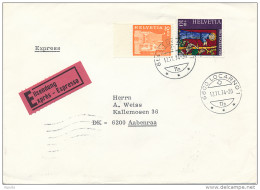 Express Eilsendung Special Delivery Multiple Franking Cover - 12 November 1974 Locarno 1 To Denmark - Lettres & Documents