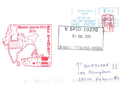 ENVELOPPE AVEC CACHET B.P.C. DIXMUDE - MISSION JEANNE D' ARC 2015- ESCALE A VISAKHAPATNAM - LE 16/07/2015 - Naval Post