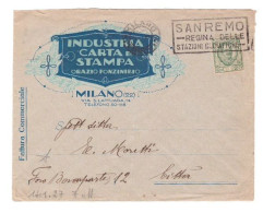 BUSTA CON PUBBLICITA' - INDUSTRIA CARTA E STAMPA - O. PONZINIBIO- VIAGGIATA 192? - Poststempel