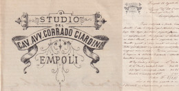 ITALIA. FATTURA. 24 8 1884.  ASTIDIO CAV.AVV.CORRADO CIARDINI EMPOLI               / 2 - Marcofilía