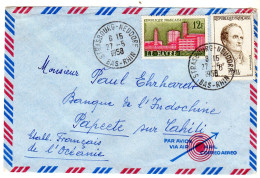 1958  CAD De STRASBOURG NEUDORF  Timbres LE HAVRE 12f + PINEL 8f  Envoyée à PAPEETE - Covers & Documents