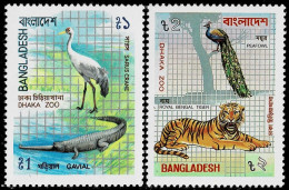 BANGLADESH 1984 Mi 214-215 BIRDS, TIGER, CROCODILE IN DHAKA ZOO MINT STAMPS ** - Otros & Sin Clasificación