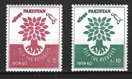 PAKISTAN. N°113-4 De 1960. Année Mondiale Du Réfugié. - Vluchtelingen