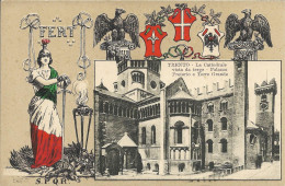 Cpa Trento, Collection FERT, Devise Et Blason De La Maison De Savoie, La Cattedrale Vista Da Tergo, Palazzo Pretorio - Trento