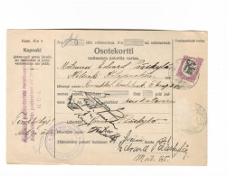 Finland Address Card For A Domestic Package Parcel Delivery, Sent From Oulu To Helsinki 1921 Used - Briefe U. Dokumente