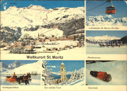 11703294 St Moritz GR Gesamtansicht Luftseilbahn Pferdeschlitten Schiefer Turm V - Other & Unclassified