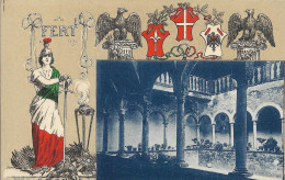 Cpa Trento, Collection FERT, Devise Et Blason De La Maison De Savoie, Castel Toblino, Il Cortile - Trento