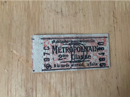 TICKET RATP Métro D Années 1930 - Europe