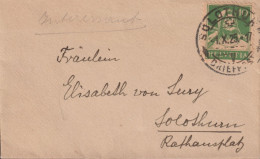 1925 Schweiz Kleinbrief 5.3x10.2cm, Zum:CH 153, Mi:CH: 164x Tell Brustbild, ⵙ SOLOTHURN 1.X. 25 - Briefe U. Dokumente