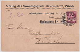 Zum. 154 / MiNr. 165x Mit "PUTZER Vor 2" Auf Abonnements NN-Karte - Sonntagsgruss Von Zürich 12 Nach Winterthur - Errores & Curiosidades