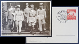 GERMANY 3RD THIRD REICH ORIGINAL POSTCARD MUSSOLINI HITLER GORING CIANO AXIS MEETING MUNICH - Guerre 1939-45