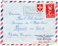 1959  CAD STRASBOURG GARE Lettre  TP EUROPA 20f + Blason Lille 5f - Brieven En Documenten