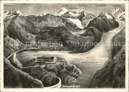 11702372 Grimsel Pass Reliefkarte Stausee Hospiz Gletscher Pass Grimsel Pass - Autres & Non Classés