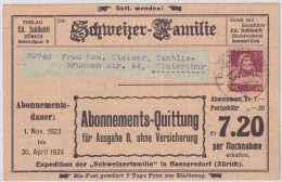 Zum. 154 / MiNr. 165x Auf Abonnements NN-Karte - SCHWEIZER-FAMILIE Von BASSERSDORF Nach Winterthur - Storia Postale