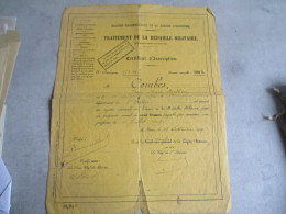 TRAITEMENT DE LA MEDAILLE MILITAIRE CERTIFICATION INSCRIPTION 1909 - Historical Documents