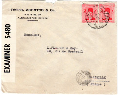 1942  "  TOTAH CHEMTOB & Co ALEXANDRIE EGYPTE "  Censure  " OPENED  BY  EXAMINER 5480 - Cartas & Documentos