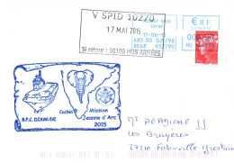 ENVELOPPE AVEC CACHET B.P.C. DIXMUDE - MISSION JEANNE D' ARC 2015 - ESCALE A COCHIN - LE 17/05/2015 - Posta Marittima