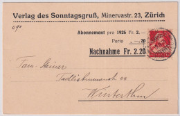 Zum. 158 / MiNr. 166x Auf Abonnements NN-Karte - VERLAG DES SONNTAGSGRUSS Von Zürich 12 (NEUMÜNSTER) Nach Winterthur - Storia Postale