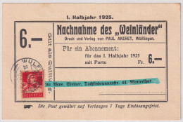 Zum. 158 / MiNr. 166x Auf Abonnements NN-Karte - WEINLÄNDER Verlag Paul Ackeret WÜLFLINGEN Nach Winterthur - Storia Postale