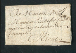 "FRANKREICH" 1738, Frueher Vorphila-Brief Mit L1 "LEHMONT" (L1190) - 1701-1800: Precursors XVIII