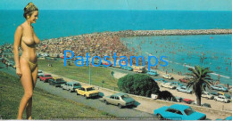 228216 ARGENTINA MAR DEL PLATA NUEVAS PLAYAS BEACH AUTOMOBILE CAR & WOMAN NUDE POSTAL POSTCARD - Argentinien