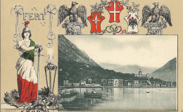 Cpa Perzagno, Collection FERT, Devise Et Blason De La Maison De Savoie, Panorama - Montenegro