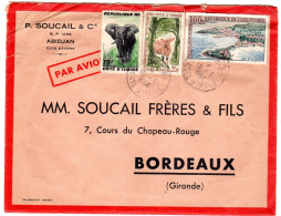 1964  " P SOUCAIL & Cie ABIDJAN " Envoyée à BORDEAUX - Ivory Coast (1960-...)