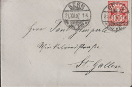 1907 Schweiz Kleinbrief 8 X12 Cm, Zum:CH 83, Mi:CH: 85 Ziffermuster ⵙ BERN 21.Xll.07 - Cartas & Documentos