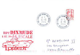 ENVELOPPE AVEC CACHET B.P.C. DIXMUDE - ESCALE A LORIENT LE 06/10/2014 - Posta Marittima