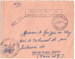 YAOUNDE Cameroun Lettre FRANCHISE MILITAIRE Par Avion Dest Tribunal Montauban Ob 19 01 1956 - Briefe U. Dokumente