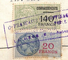 Connaissement De La Mède Pour Blaye 1951 Avec Timbres Valeur 140 Francs Vert + Unifié 20 F - Covers & Documents