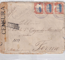 LETTRE. BOLIVIE. 1918. RECOMMANDE  COCHABAMBA  POUR FERMO ITALIE. PAR BUENOS AIRES. BANDE CENSURE ITALIENNE   / 2 - Bolivien