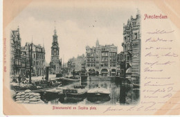 Amsterdam Binnenamstel Met Sophia Plein Levendig Paardentram Scheepvaart Dekschuiten  ±1901   5045 - Amsterdam