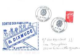 ENVELOPPE AVEC CACHET DIXMUDE - SORTIE DES FAMILLES - LE 15/06/2013 - Scheepspost