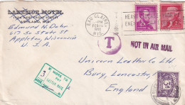 COVER. USA. 15 FEB 60. EAU CLAIRE WISC. TO ENGNAND. POSTAGE DUE 3d   / 2 - Lettres & Documents