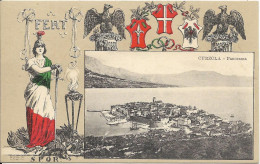 Cpa Croatie, Curzola, Collection FERT, Devise Et Blason De La Maison De Savoie, Panorama - Croatia