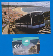 Nazaré, Ascensor, Tram Funicular Funiculaire And Ticket Billet Portugal - Leiria