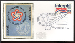 FDC SOIE / ZIJDE - - 06/06/1976 - Bicentenaire Interphila USA (1 Pli, Oblitération USA  Philadelphia) - 1971-1980