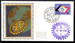 FDC SOIE / ZIJDE 1732 - 19/10/1974 - Rotary - Cachet Rotary International (1 Pli, Oblitération 4000 Liège) - 1971-1980