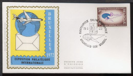 FDC SOIE / ZIJDE 1621 - 25/03/1972 - Expo Belgica 72 (1 Pli, Oblitération 1180 Uccle) - 1971-1980