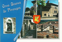 *CPM - 01 - PEROUGES - Gros Bisous De ... - Multivues De La Cité Médiévale - Blason - Pérouges