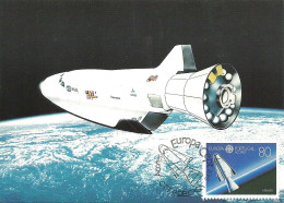 30833 - Carte Maximum - Portugal Açores - Europa - Avião Espacial Hermes - Navette Spatiale Spaceplane - Cartes-maximum (CM)