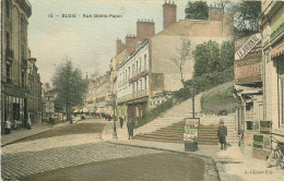 41 BLOIS. Magasin De Photos Et Cartes Postales Rue Denis Papin 1916 Superbe Carte Toilée - Blois